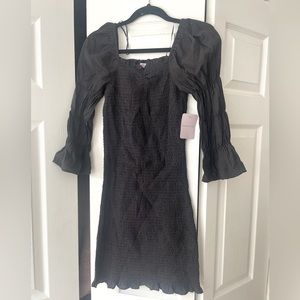 Black Scrunch Over the Shoulder Dress
